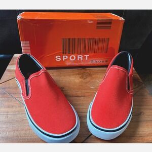 Kids Red Slip On Canvas Shoes Size 11 Sport Style Comfortable Everyday Wear NWB